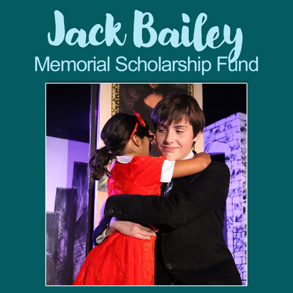 Two kids embracing on stage. Jack Bailey Memorial Scholarship Fund Jack leaves behind a spirit of love and friendship that will continue to have an impact with everyone. Learn More About the Jack Bailey Memorial Scholarship Fund